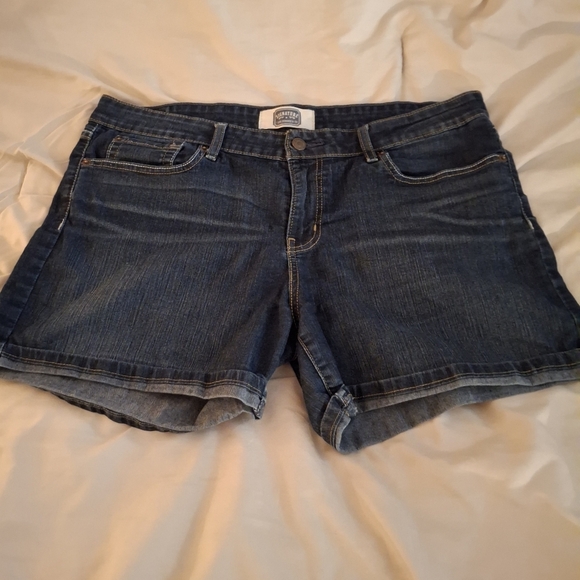 Levi's Women's Classic Dark Blue Distressed Jean Shorts - Picture 3 of 8